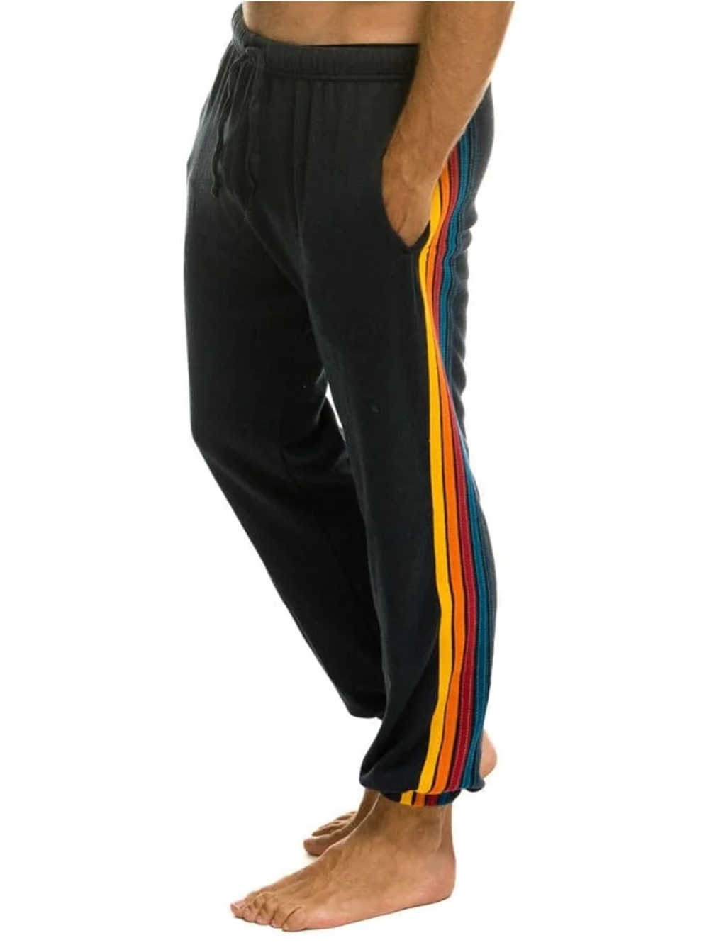 Aviator Nation Black Men's Fleece Jogger Pants - five Stripe